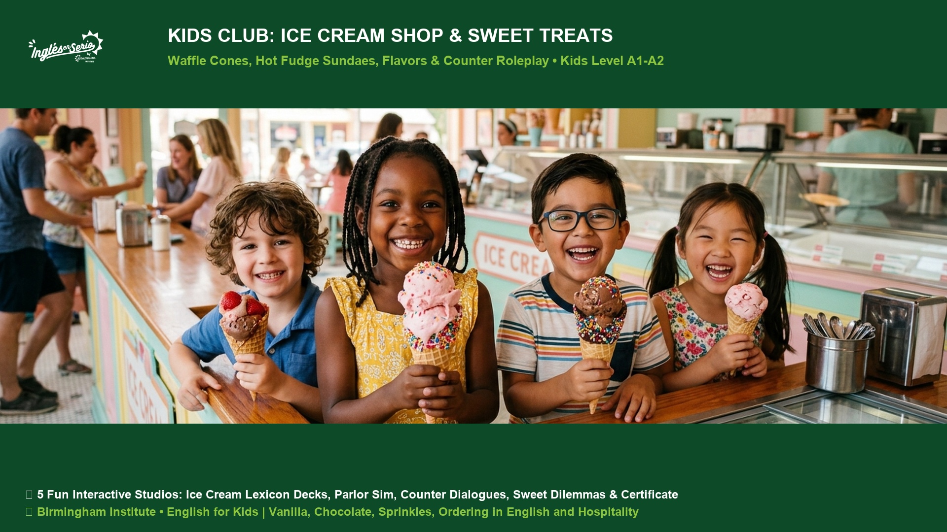 Kids Club Ice Cream Shop and Sweet Treats Waffle Cones Sundaes and Flavors