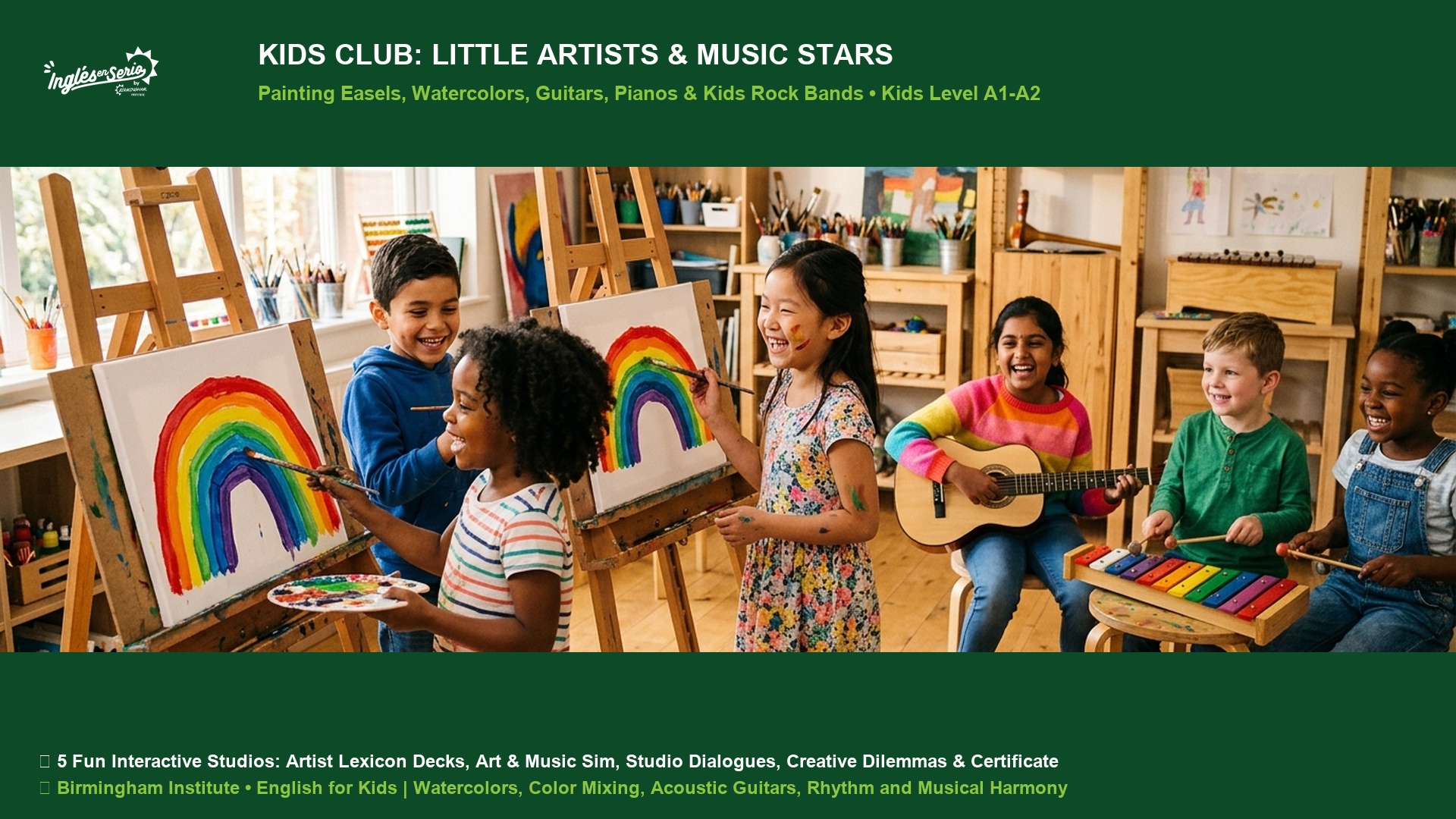 Kids Club Little Artists and Music Stars Painting Watercolors Guitars and Bands