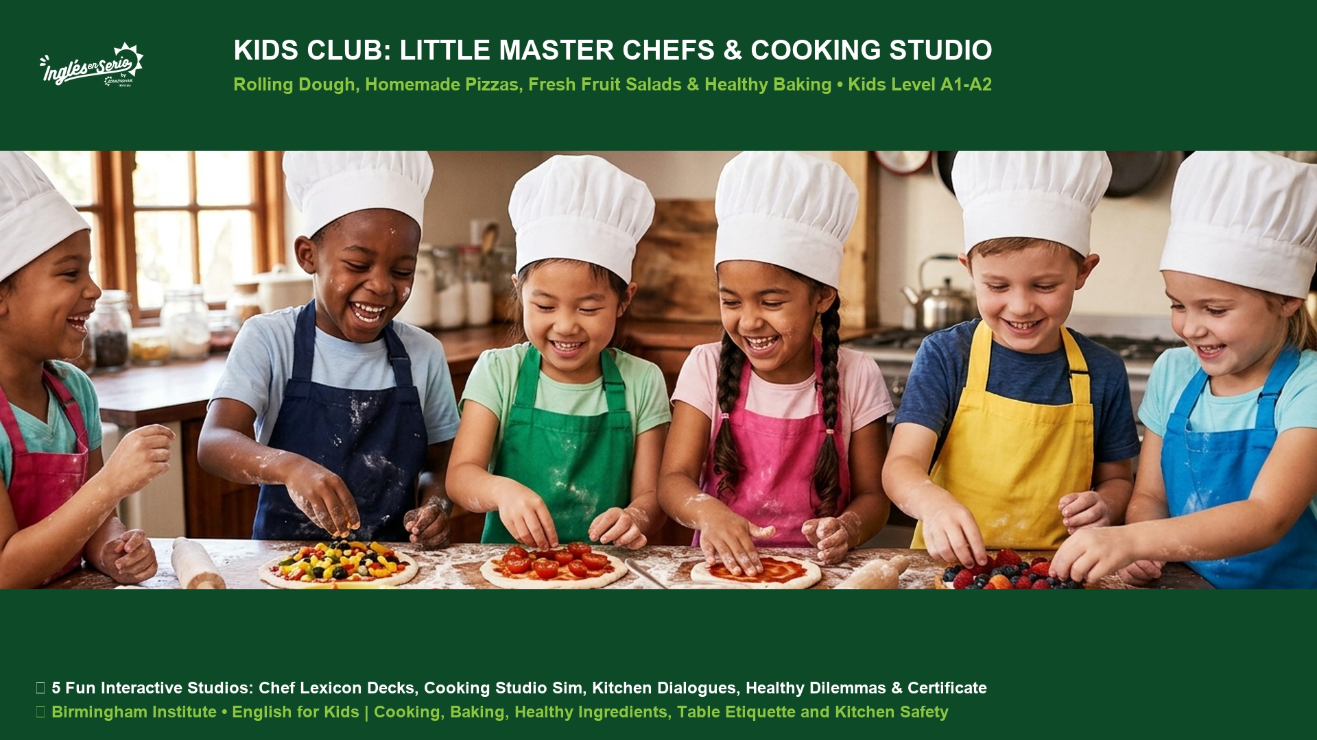 Kids Club Little Master Chefs and Cooking Studio Pizzas Salads and Cupcakes