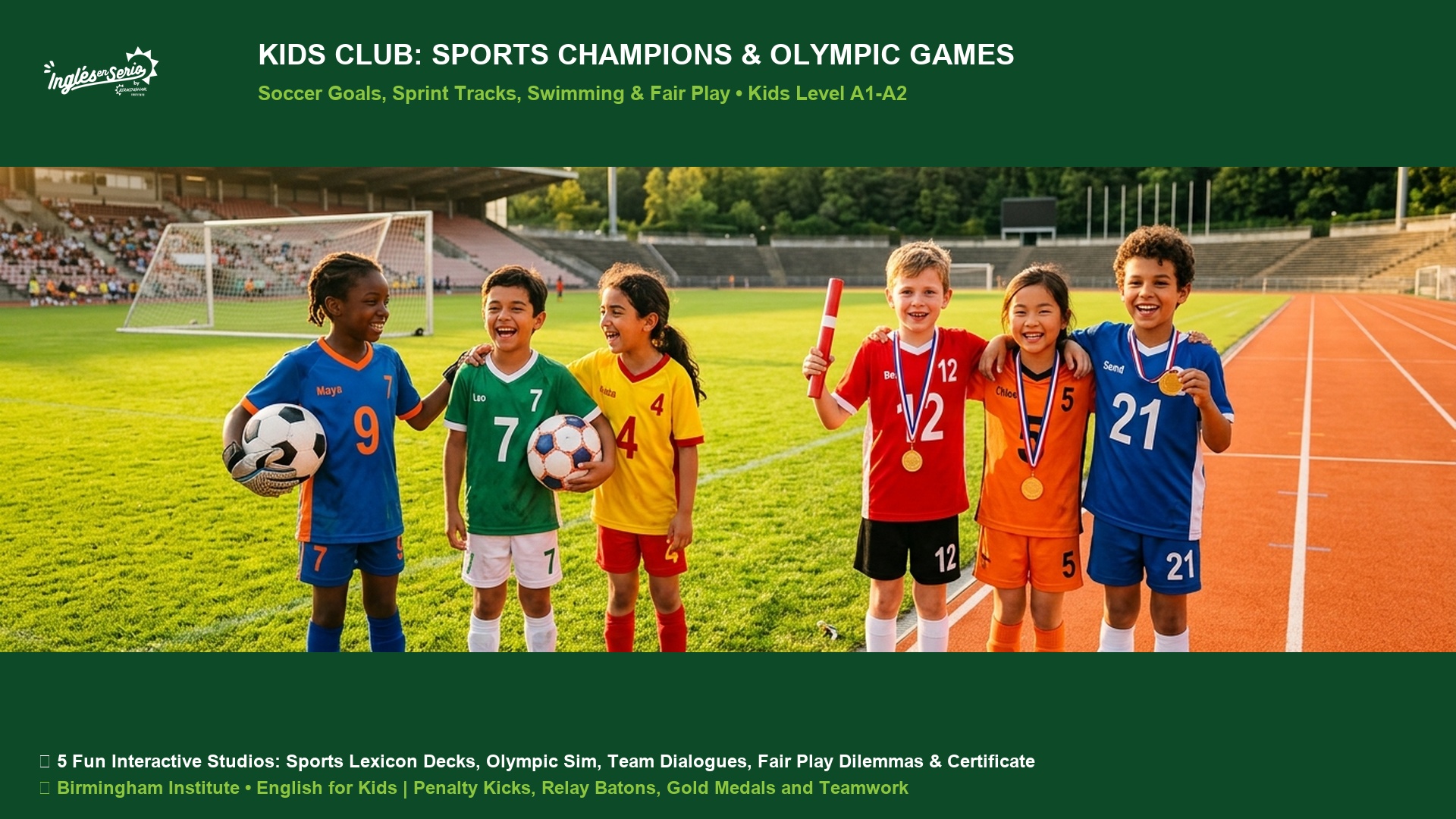 Kids Club Sports Champions and Olympic Games Soccer Sprints and Fair Play