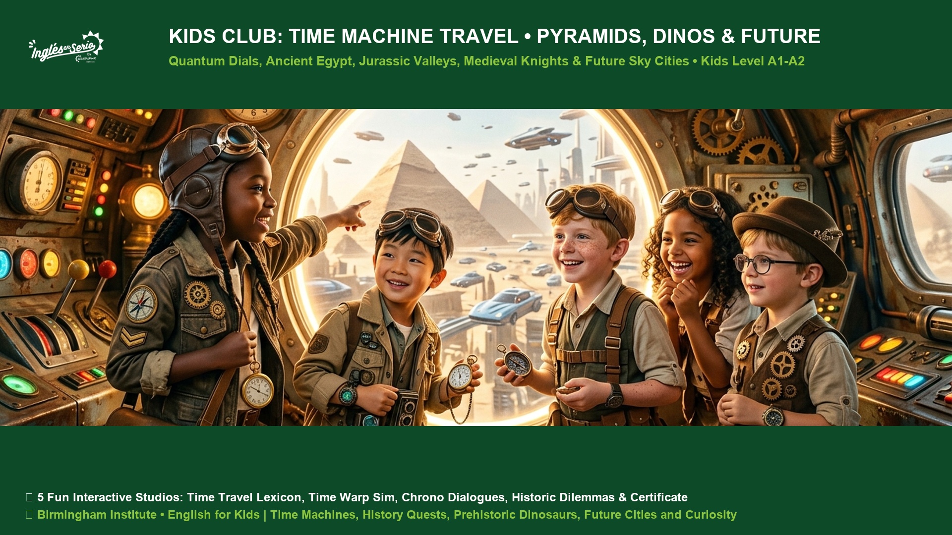 Kids Club Time Machine Travel Pyramids Dinosaurs Knights and Future Cities