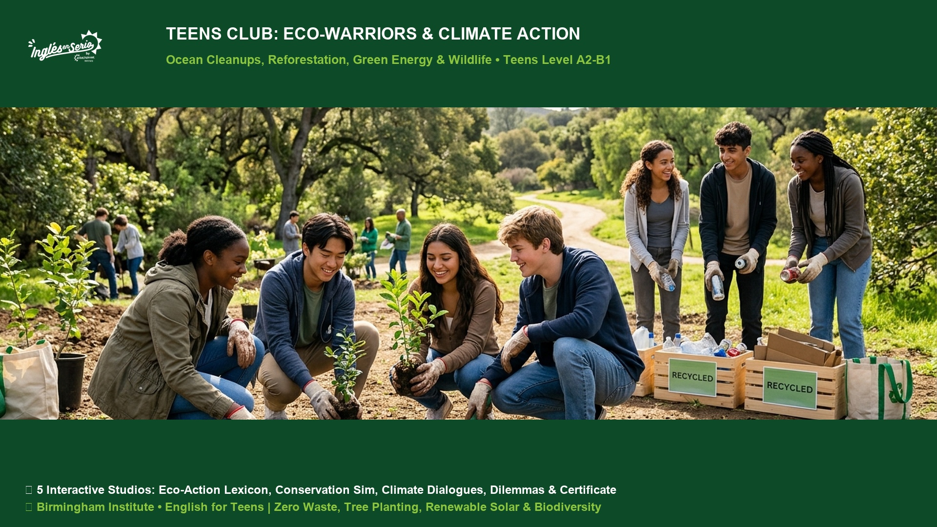 Teens Speaking Club Eco-Warriors Climate Action and Wildlife Conservation Ocean Cleanups and Reforestation
